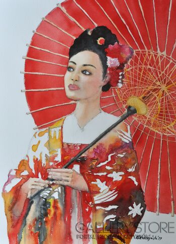First31885 Last31885-Portret Japonki-Akwarela