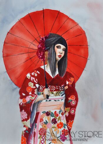 First31885 Last31885-Portret Japonki II-Akwarela