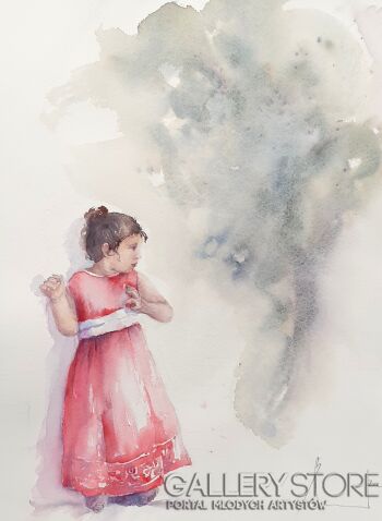 First26826 Last26826-PLAYING WITH GHOST IN RED DRESS 2020.046-Akwarela