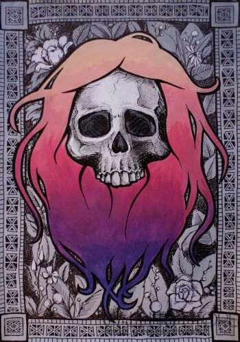 First31821 Last31821-Hippie Skull-Technika mieszana