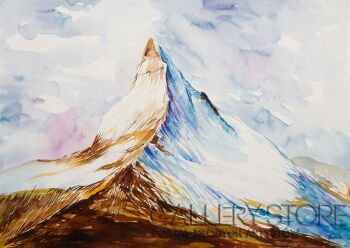 First32193 Last32193-Szczyt Matterhorn w Alpach-Akwarela