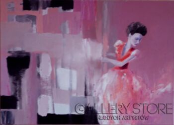 First190 Last190-A WOMAN IN RED year 2012 oil on canvas-Olej