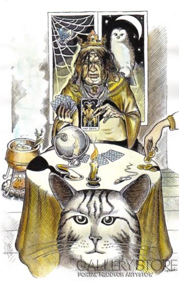 First25856 Last25856-Tarot Apokalipsy - Królowa denarów - Pogaństwo-Rysunek