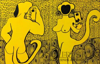 First32989 Last32989-She and He crazzy  yelow - dypyk-Akryl