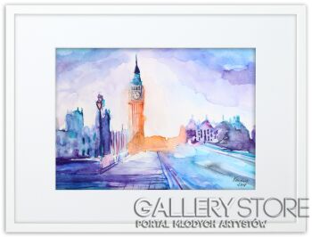 First32623 Last32623-Londyn - panorama - obraz w drewnianej ramie 30x40 cm-Akwarela