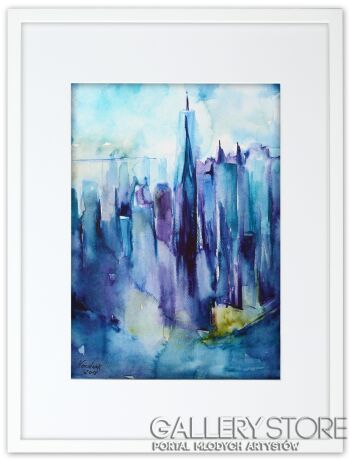 First32623 Last32623-New York - panorama - obraz w ramie 30x40 cm-Akwarela