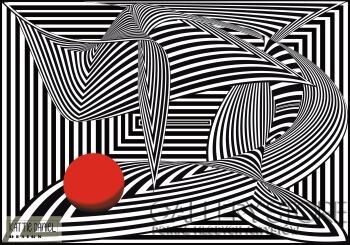 First33872 Last33872-OPTICAL ART WITH RED BALL 003-Plakaty