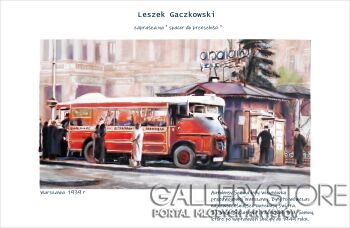 First36611 Last36611-Warszawa 1939 - Autobus Somua na placu teatralnym-Serigrafia