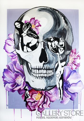 First37628 Last37628-Banksy Skull-Olej
