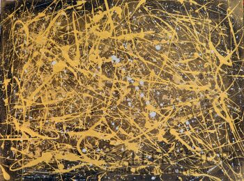 First235 Last235-Obraz abstrakcyjny Złoty Pollock-Akryl