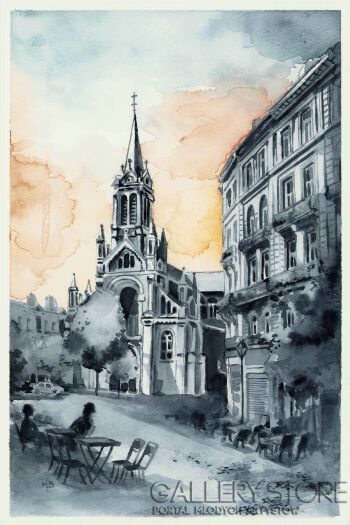 First37848 Last37848-Plac Parvis de Saint Gilles -Akwarela