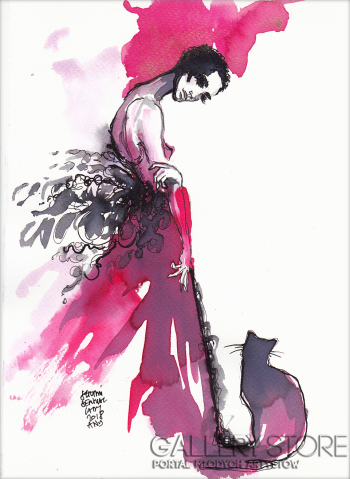 First31592 Last31592-Sensual Lady & wild cat-Akwarela