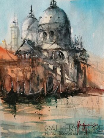 First33818 Last33818-"Wenecja -Santa Maria della Salute"-Akwarela