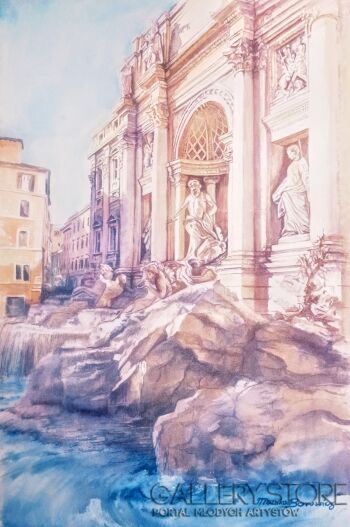 First34402 Last34402-Fontanna di Trevi-Akwarela
