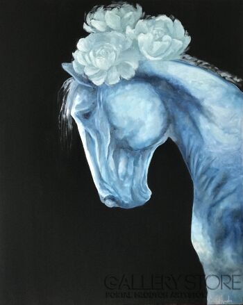 First37692 Last37692-Horse with flowers -Technika mieszana