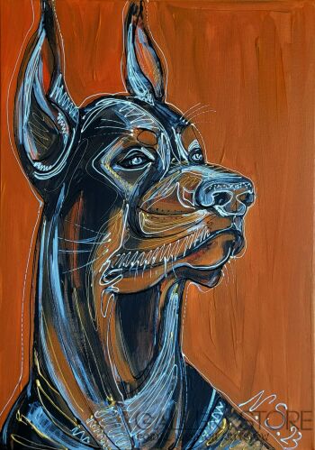 First34766 Last34766-Pies - Doberman-Akryl