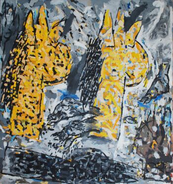 First29067 Last29067-z cyklu Pies "two yellow dogs" -Olej