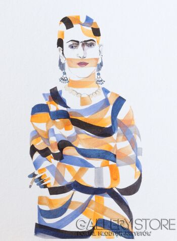 First31166 Last31166-Frida z papierosem.-Akwarela