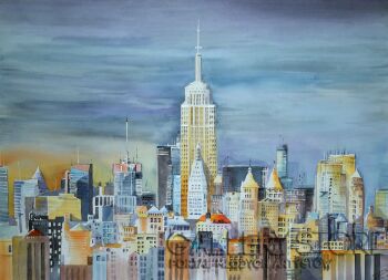 First29283 Last29283-Nowy York - Manhattan na kolorowo-Akwarela