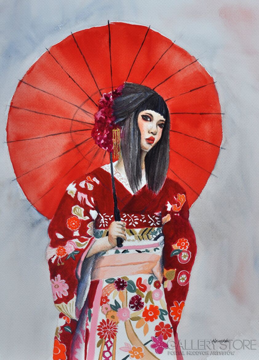 First31885 Last31885-Portret Japonki II-Akwarela