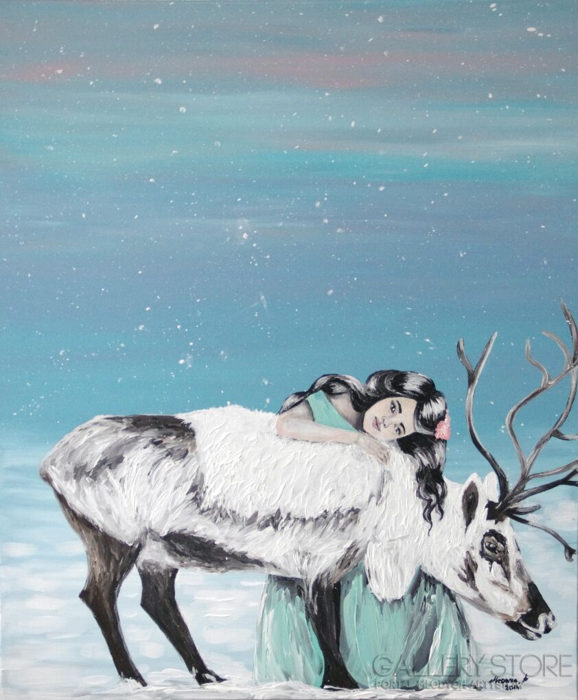 First26335 Last26335-Dziewczynka z reniferem-Akryl