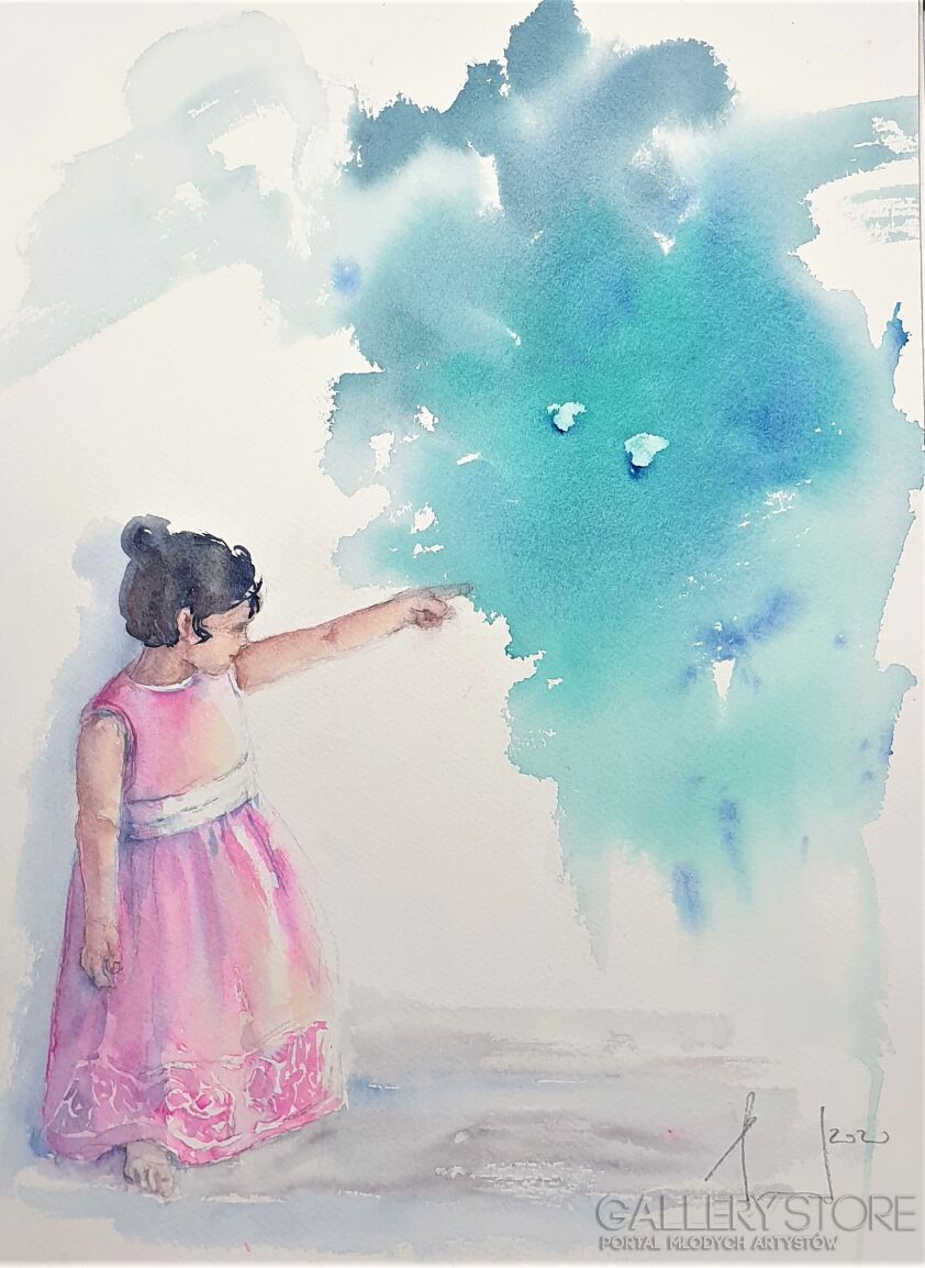 First26826 Last26826-PLAYING WITH GHOST IN PINK DRESS 2020.046-Akwarela