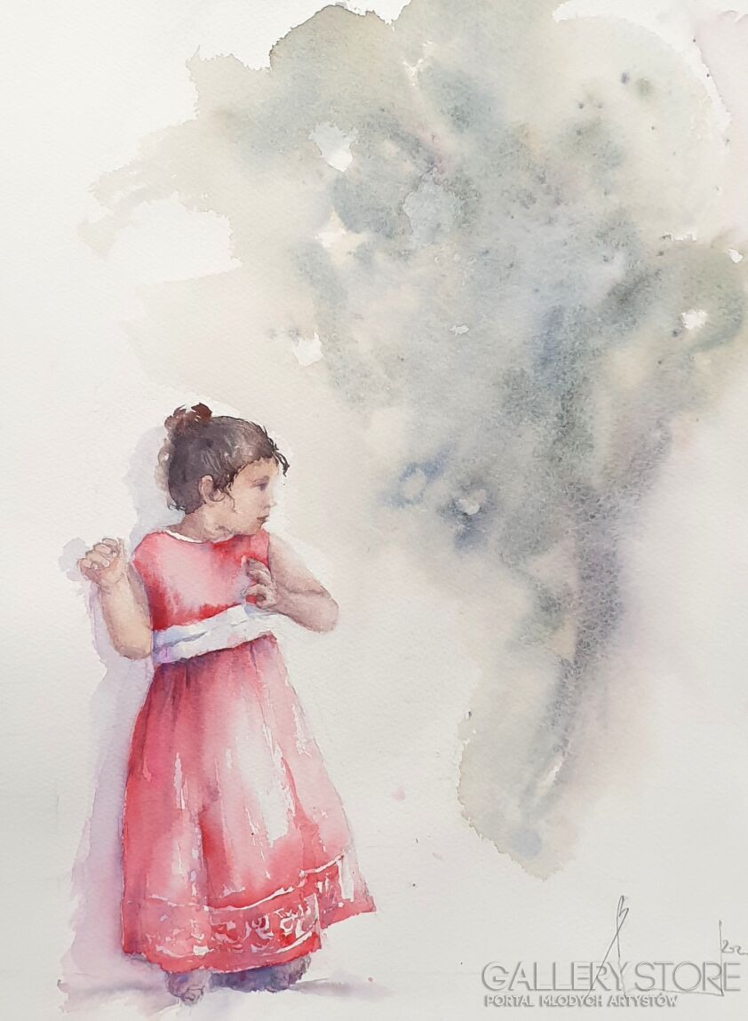 First26826 Last26826-PLAYING WITH GHOST IN RED DRESS 2020.046-Akwarela