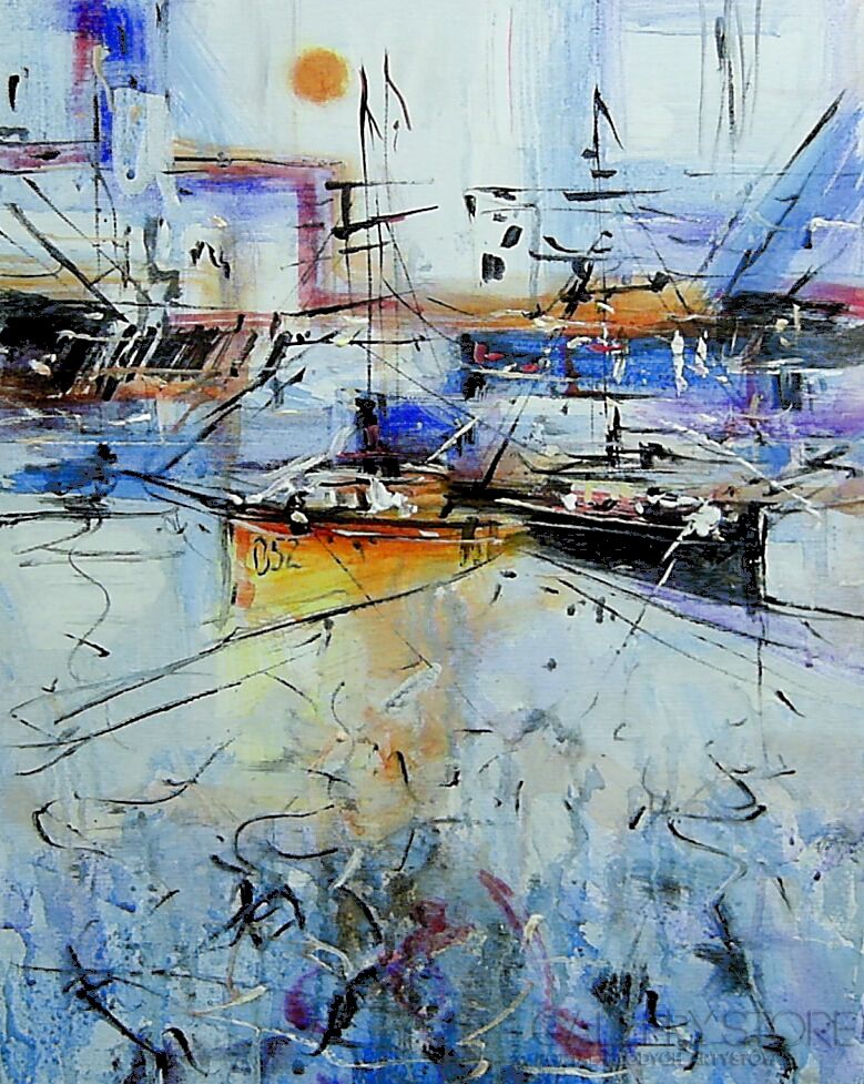First27147 Last27147-Dwie łodzie w błękicie....-Akryl