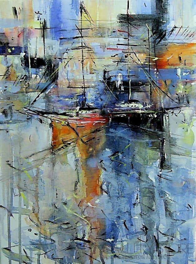 First27147 Last27147-Dwie łodzie w porcie....-Akryl