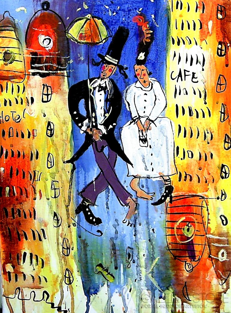 First27147 Last27147-Młoda para nad domami....-Akryl