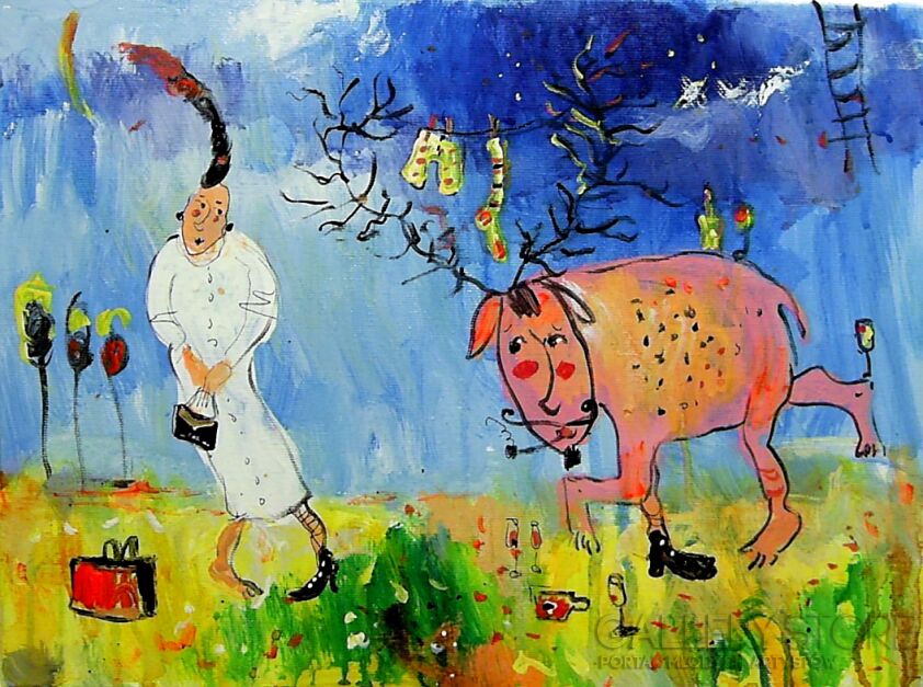 First27147 Last27147-Panna i jeleń na rykowisku....-Akryl