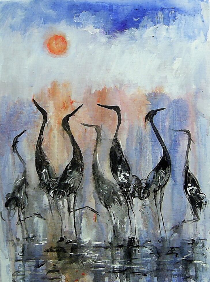 First27147 Last27147-Żurawie w słońcu...2-Akryl