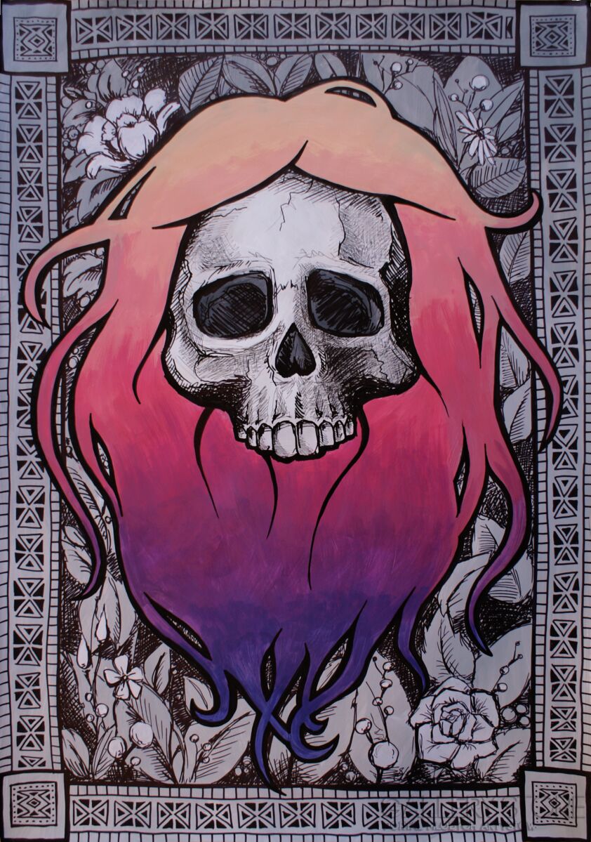 First31821 Last31821-Hippie Skull-Technika mieszana