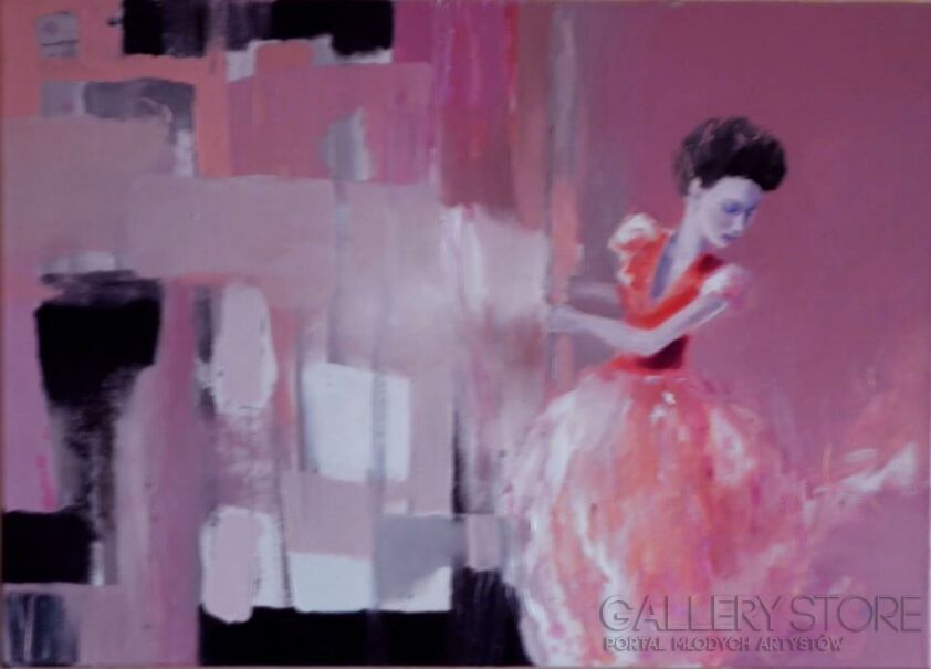 First190 Last190-A WOMAN IN RED year 2012 oil on canvas-Olej