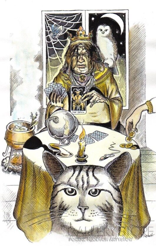 First25856 Last25856-Tarot Apokalipsy - Królowa denarów - Pogaństwo-Rysunek