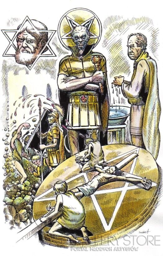 First25856 Last25856-Tarot Apokalipsy - Walet denarów - Ukrzyżowanie-Rysunek