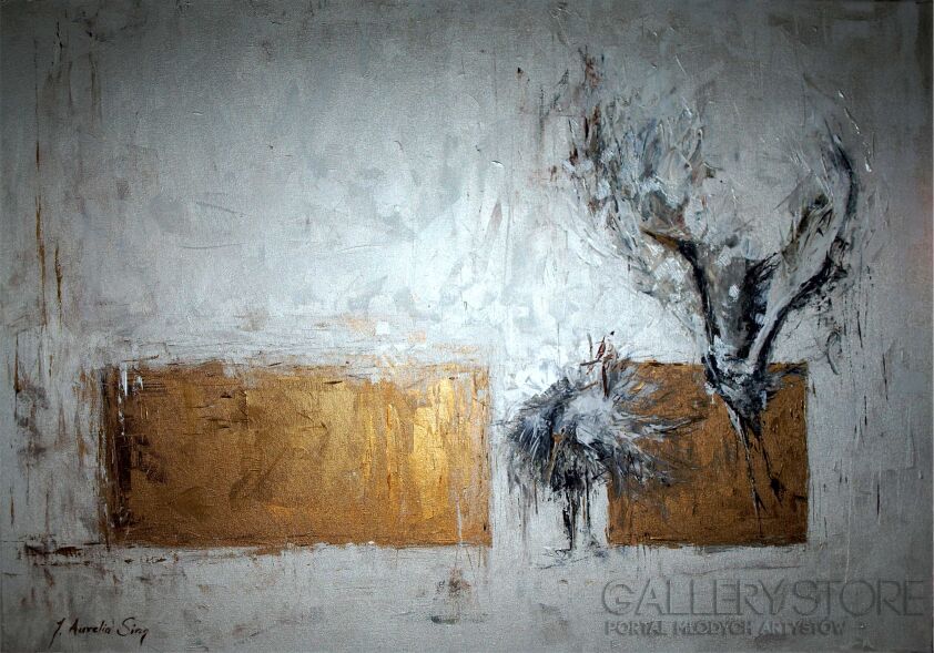 First32431 Last32431-Herons in gold-Akryl
