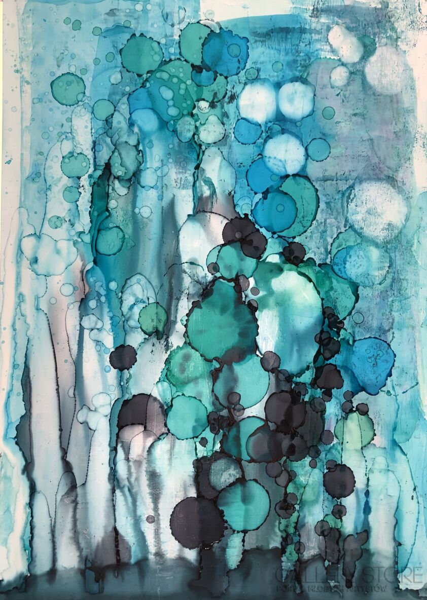 First34935 Last34935-Dancing in the turquoise garden-Technika mieszana