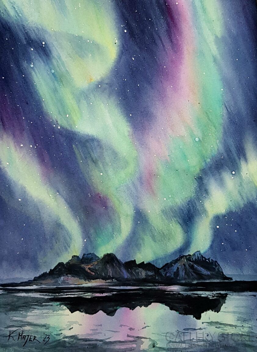 First29476 Last29476-Magiczne noce - Vestrahorn Islandia-Akwarela