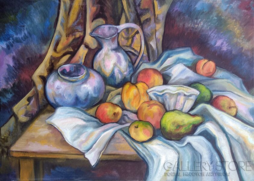 First33498 Last33498-Martwa natura a la Paul Cézanne-Akryl