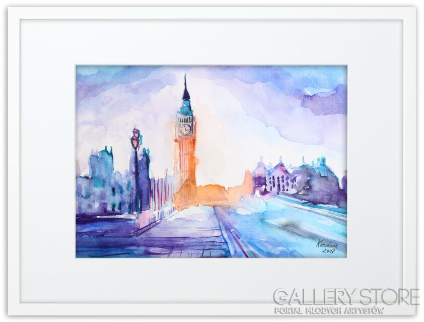 First32623 Last32623-Londyn - panorama - obraz w drewnianej ramie 30x40 cm-Akwarela