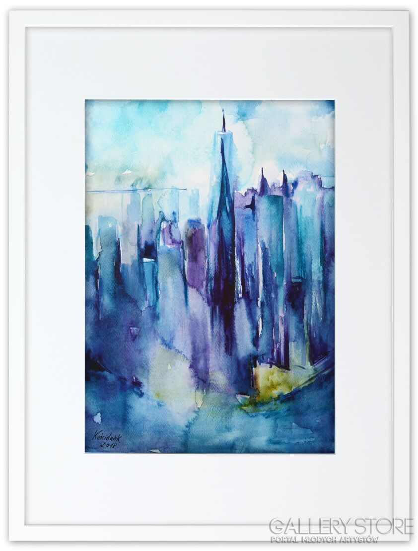 First32623 Last32623-New York - panorama - obraz w ramie 30x40 cm-Akwarela