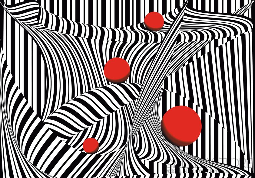 First33872 Last33872-OPTICAL ART WITH A RED BALL  007-Plakaty