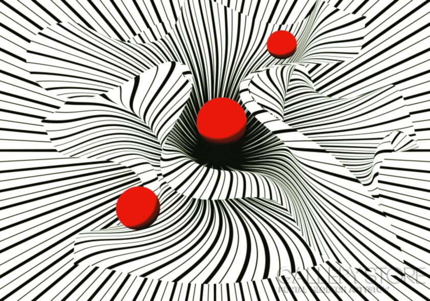 First33872 Last33872-OPTICAL ART WITH A RED BALL 012-Plakaty