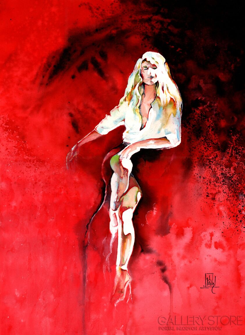 First32646 Last32646-Lady in Red-Akwarela