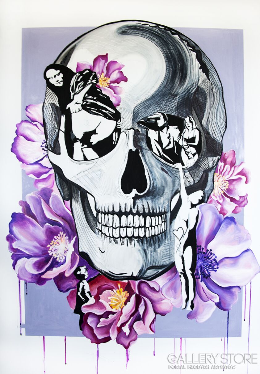 First37628 Last37628-Banksy Skull-Olej