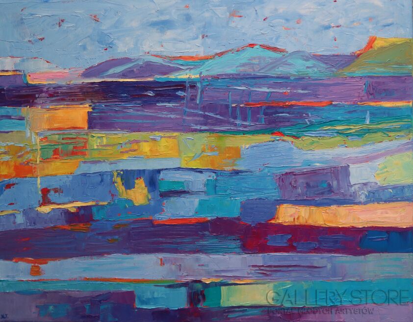 First235 Last235-Abstrakcja 049 Niebieski pejzaż-Olej