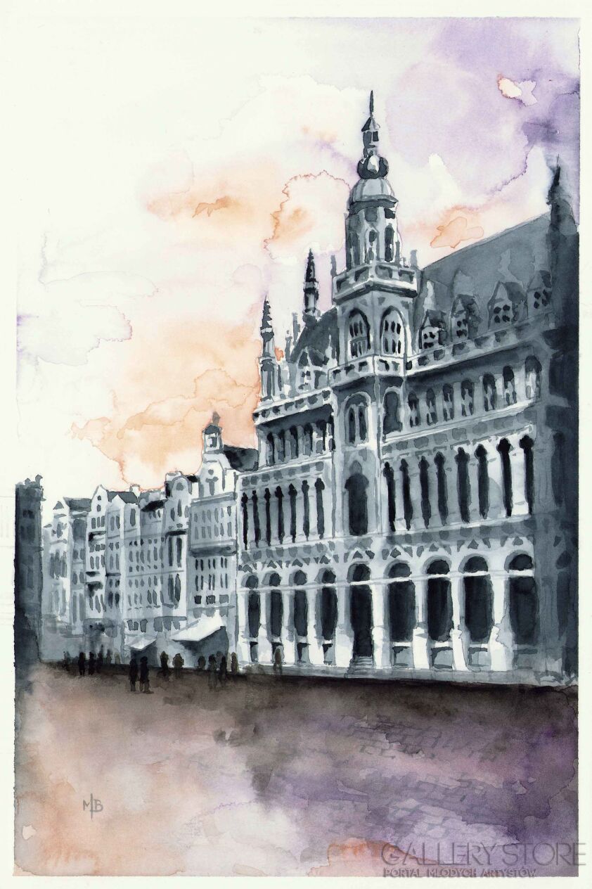 First37848 Last37848-Muzeum Miejskie na Grand-Place - Bruksela-Akwarela