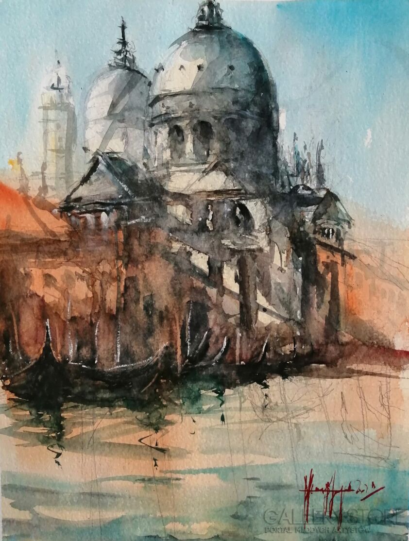 First33818 Last33818-"Wenecja -Santa Maria della Salute"-Akwarela