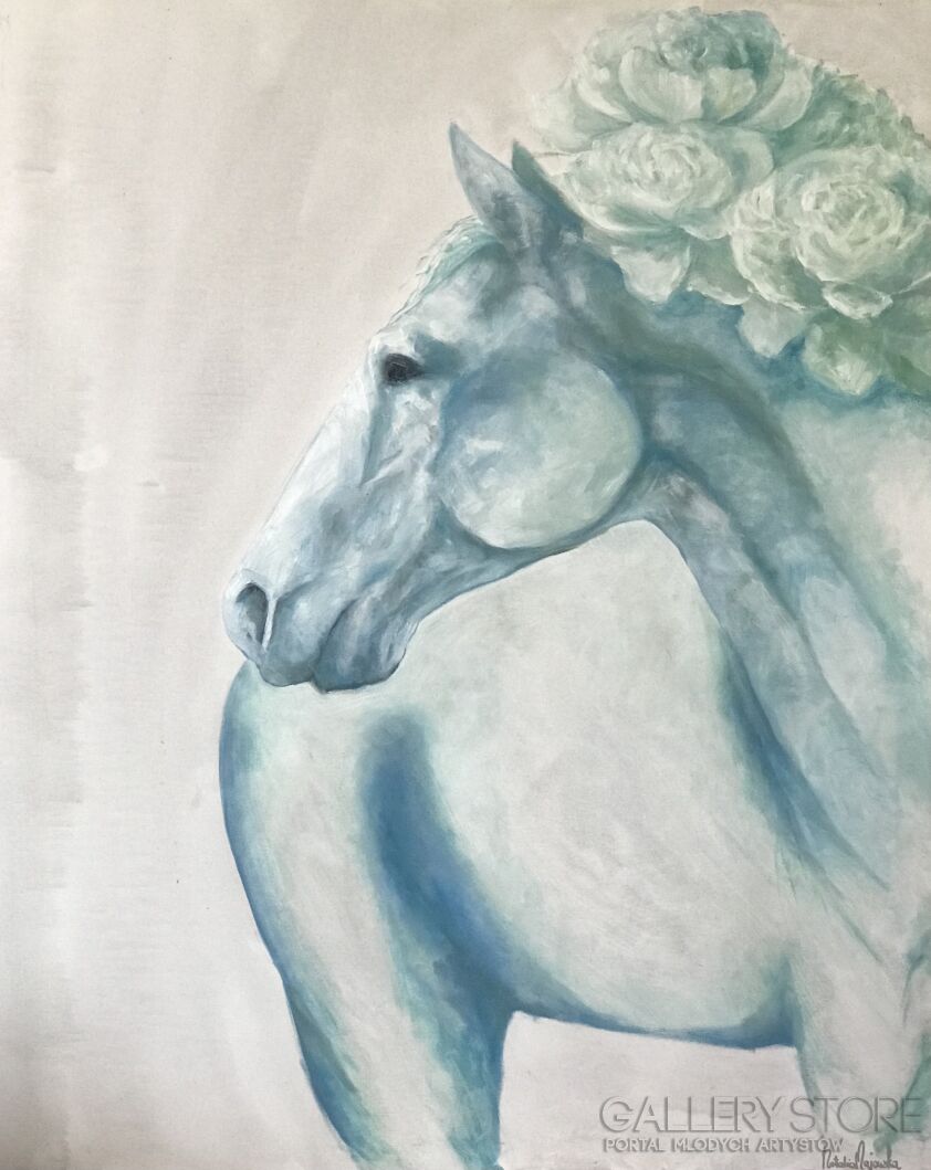 First37692 Last37692-Horse with flowers II-Technika mieszana